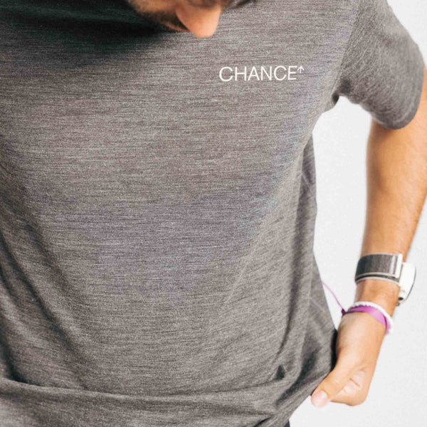CHANCE Performance Merino Tee - Slate Grey/White