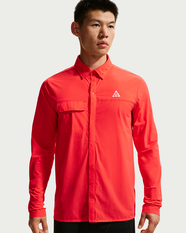 Nike AS M ACG AIREEZ BTN LS(IM5145) - LT CRIMSON/SUMMIT WH